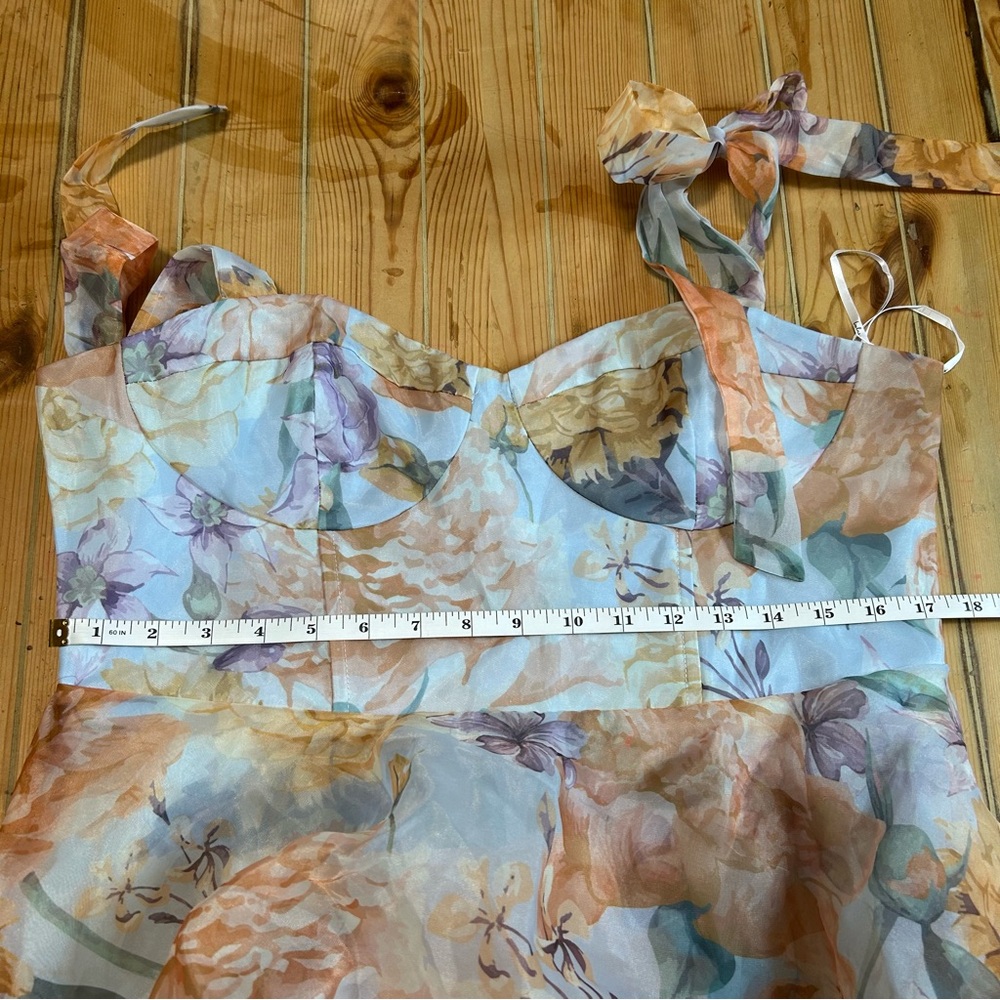 Lulu's Pastel Floral Tiered Midi Dress with Bow Straps - Picture 7 of 10